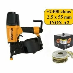 Le moins cher 💯 Lot Bardage BOSTITCH N75C-2-E Cloueur + 2400 Clous 2.5 X 55mm Inox A2 ✔️